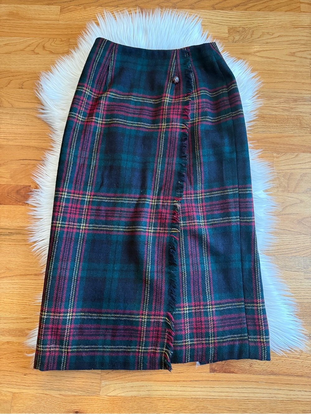 Vintage 100% Wool Talbots Plaid Maxi Skirt